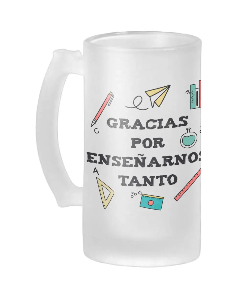 Jarra Cerveza Profe Gracias Por Enseñarnos Tanto